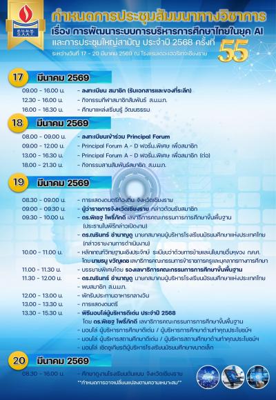 กำหนดการประชุมสัมมนาทางวิชาการและการประชุมใหญ่สามัญ ประจำปี 2568 (ครั้งที่ 55)